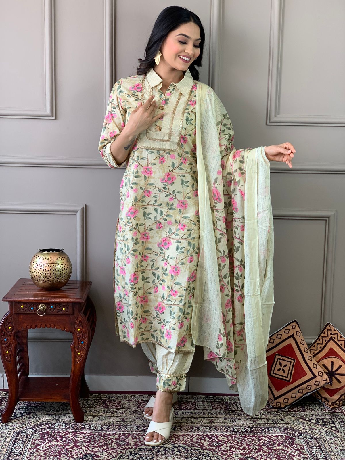 Afghani Style Kurta Pant Set with Dupatta