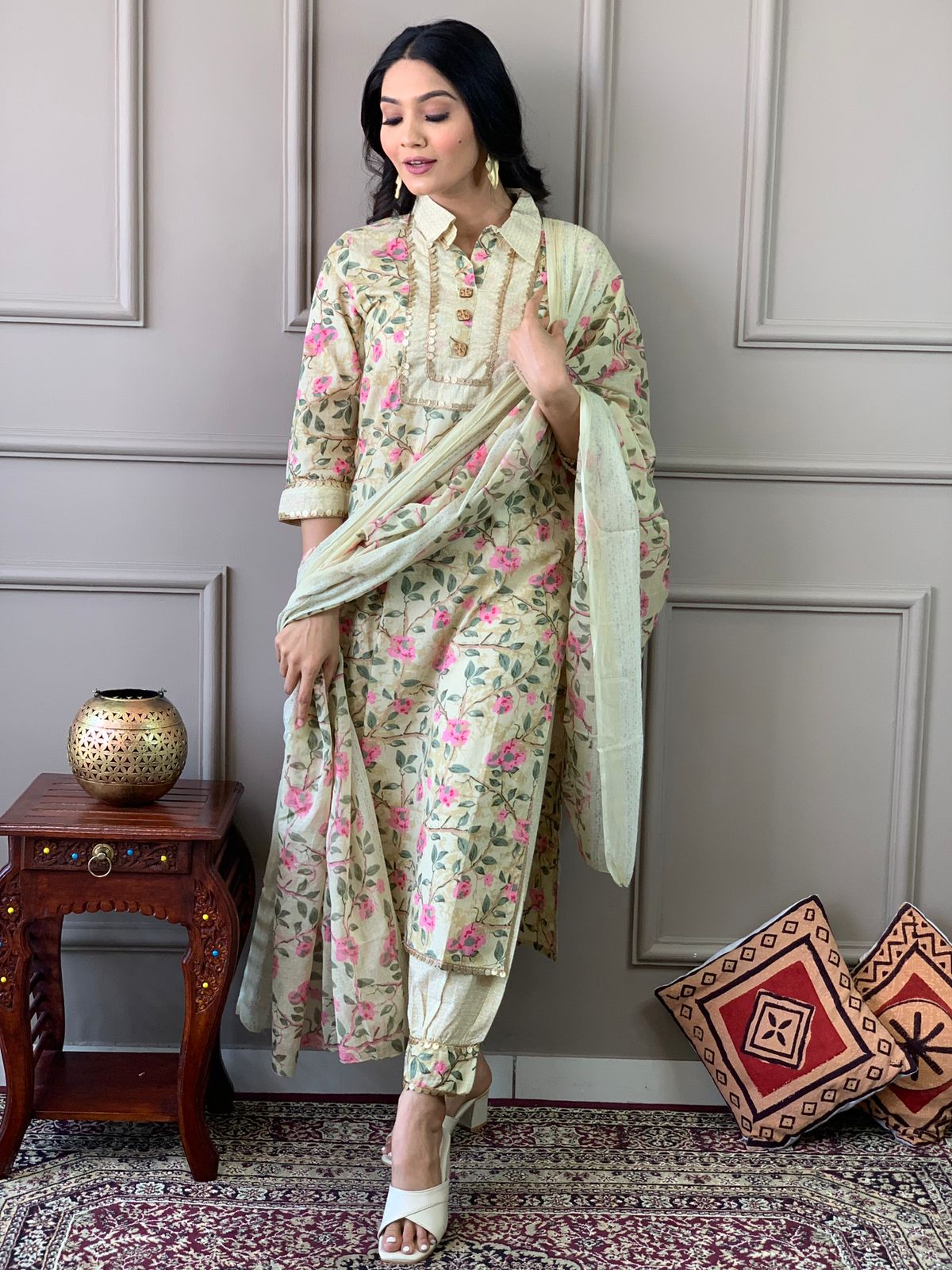 Afghani Style Kurta Pant Set with Dupatta