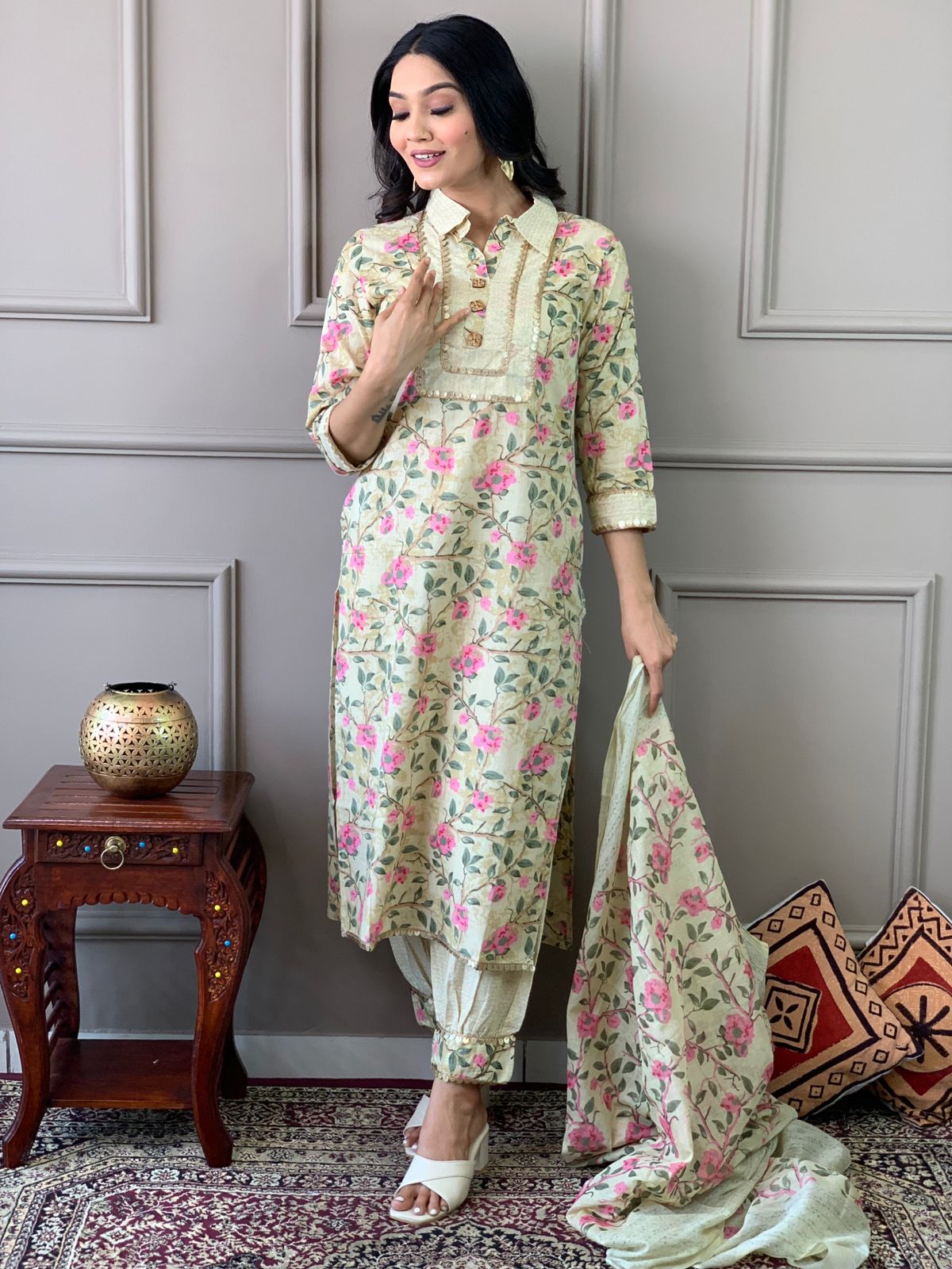 Afghani Style Kurta Pant Set with Dupatta
