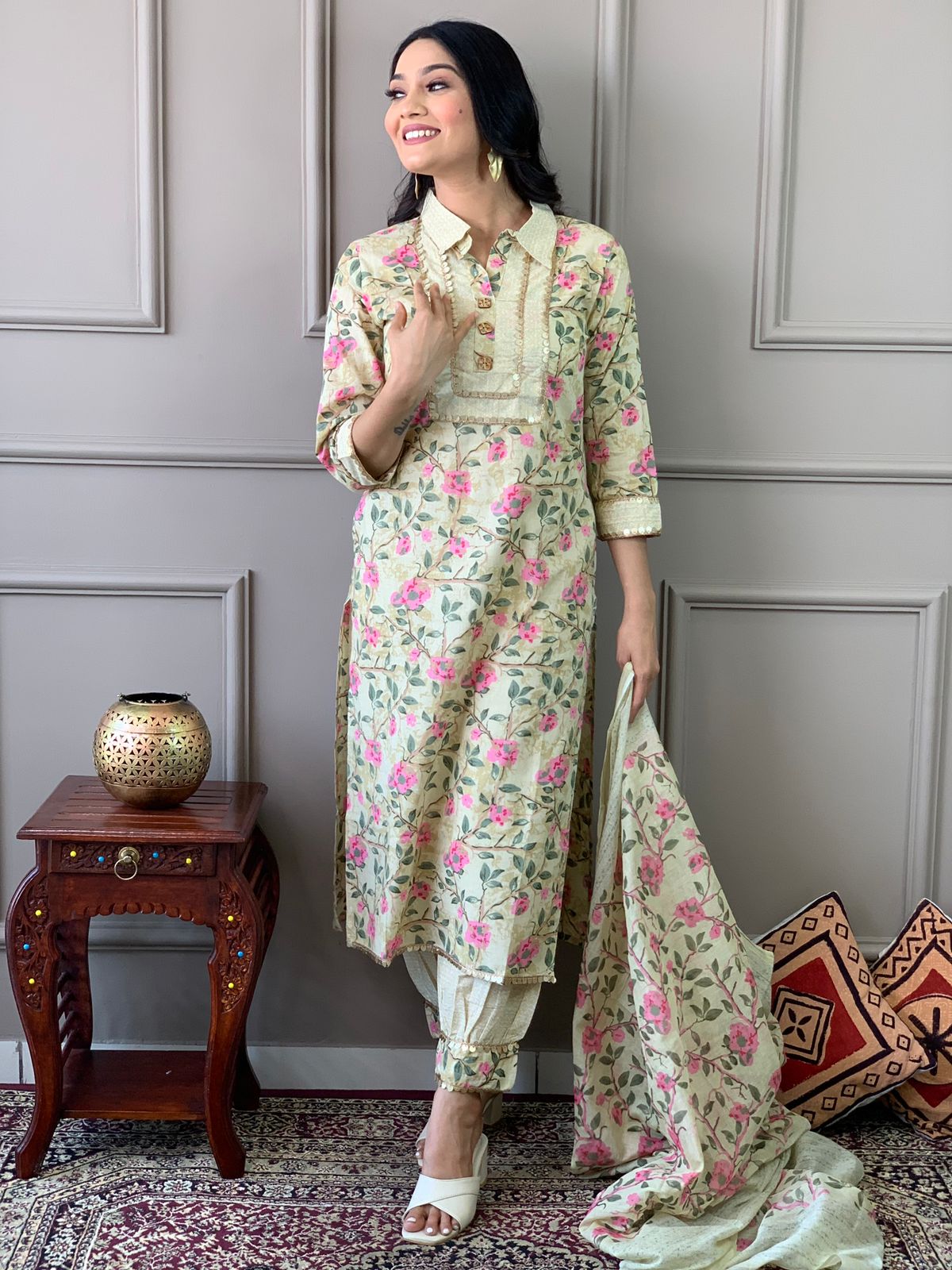 Afghani Style Kurta Pant Set with Dupatta