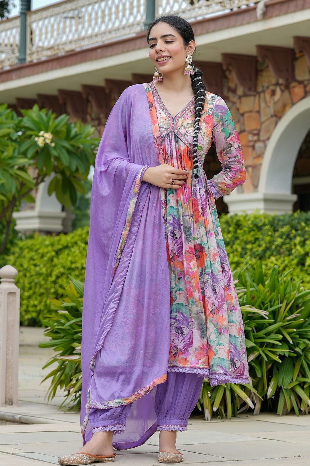 Punjabi Style Alia Cut Full Kurta Pant Set with Dupatta