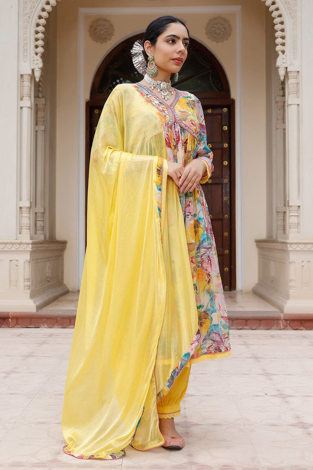 Punjabi Style Alia Cut Full Kurta Pant Set with Dupatta