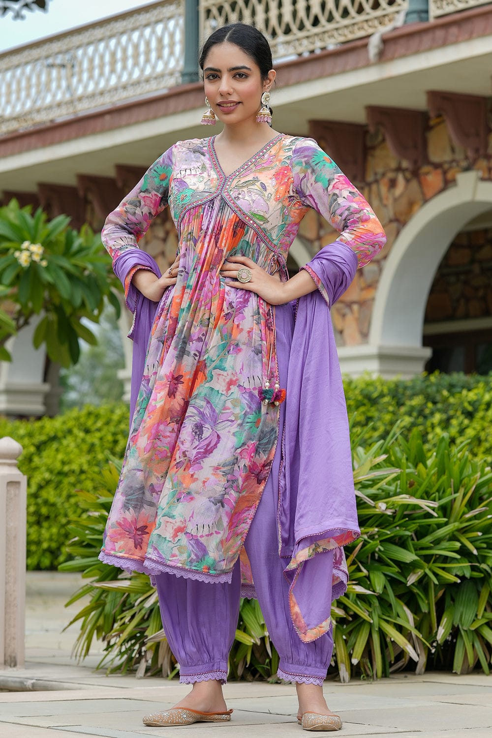 Punjabi Style Alia Cut Full Kurta Pant Set with Dupatta