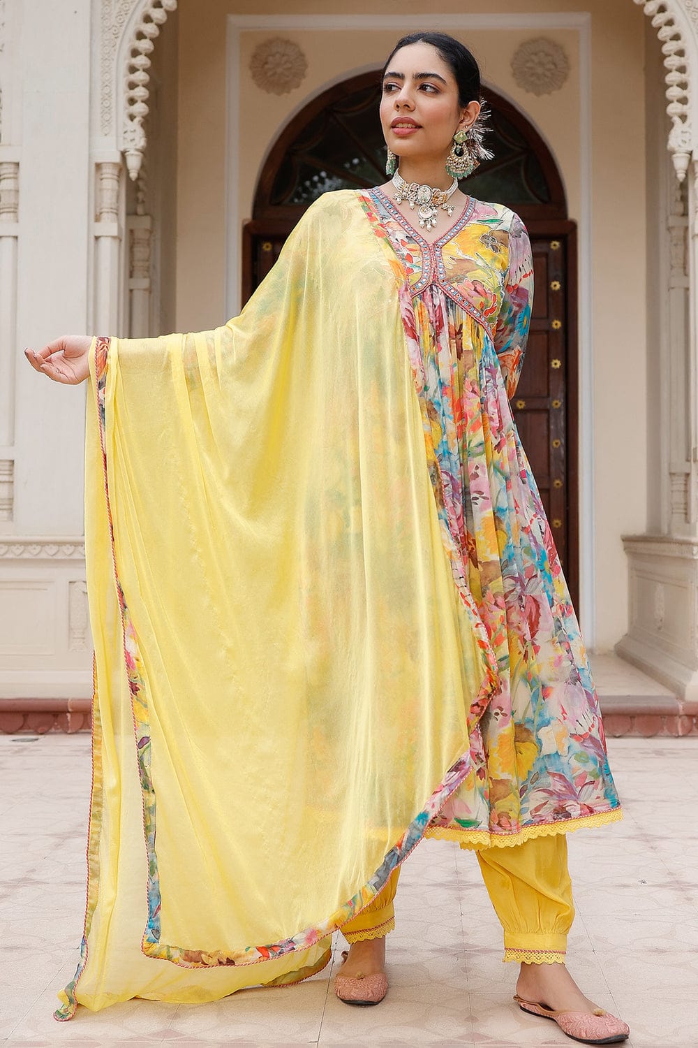 Punjabi Style Alia Cut Full Kurta Pant Set with Dupatta