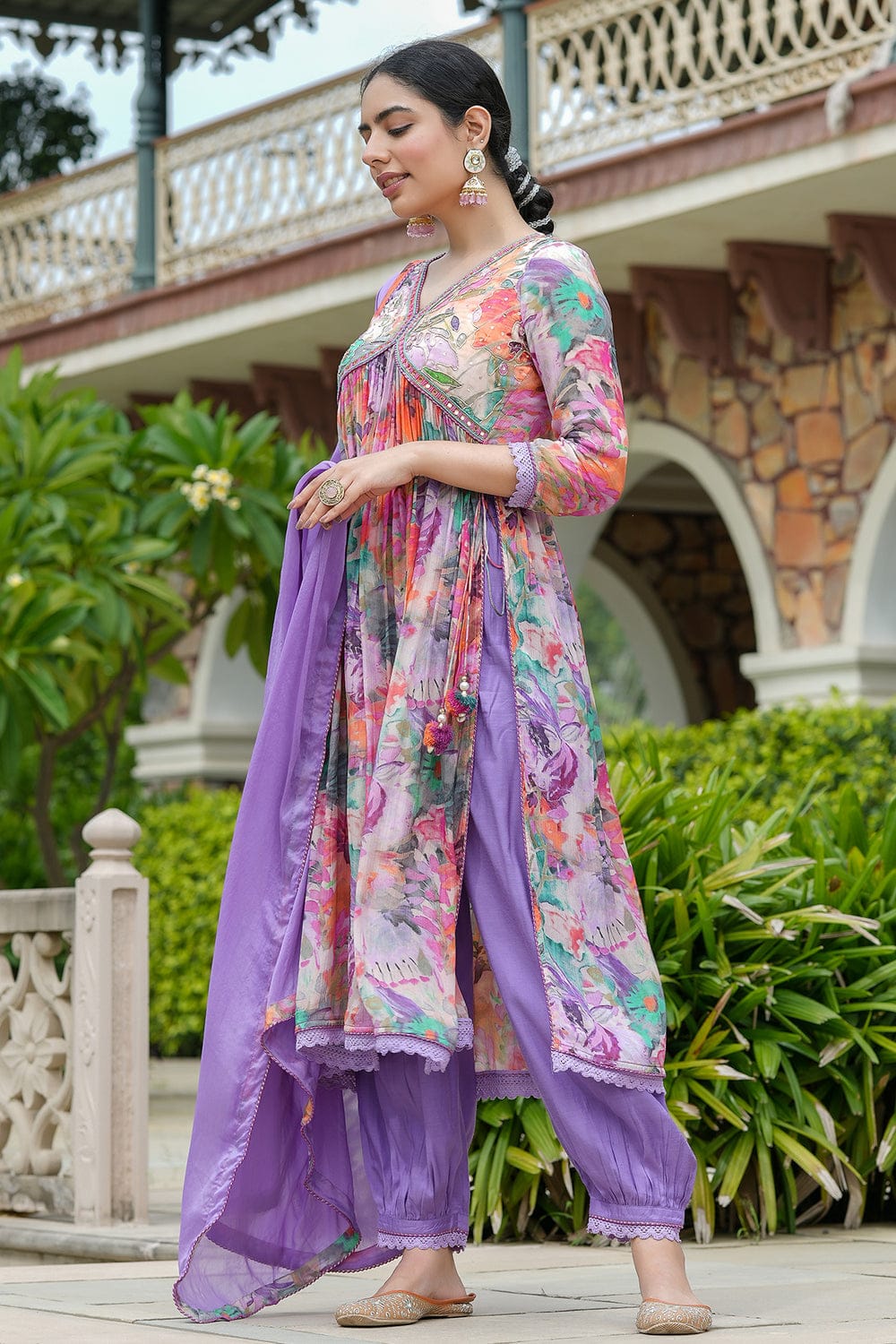 Punjabi Style Alia Cut Full Kurta Pant Set with Dupatta