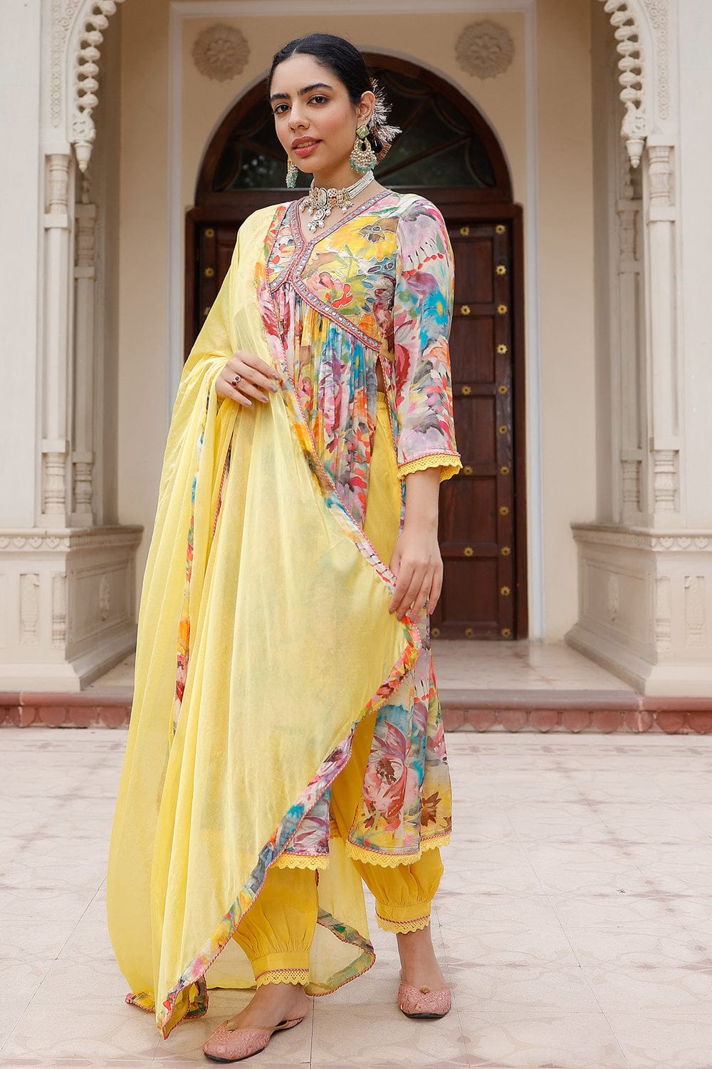 Punjabi Style Alia Cut Full Kurta Pant Set with Dupatta