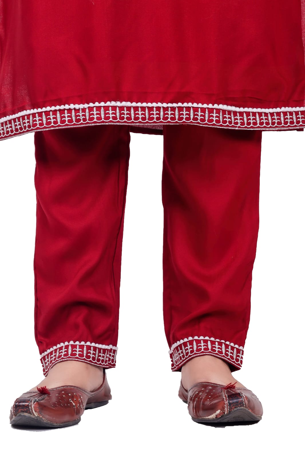 Solid Rayon Fabric Maroon Straight Kurta Pant Set