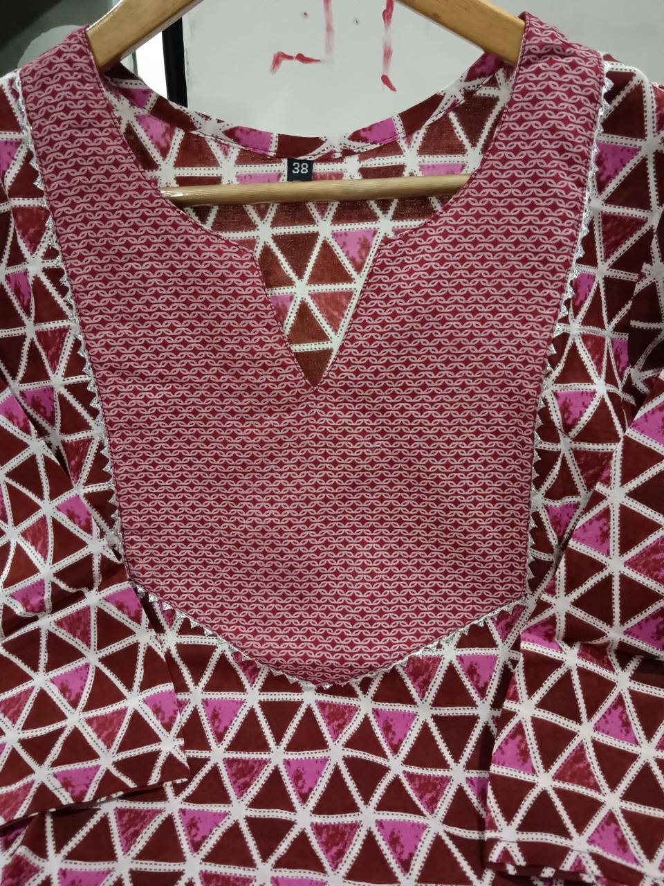 Geometrical Printed Reyon Maroon Kurta Pant Set with Dupatta
