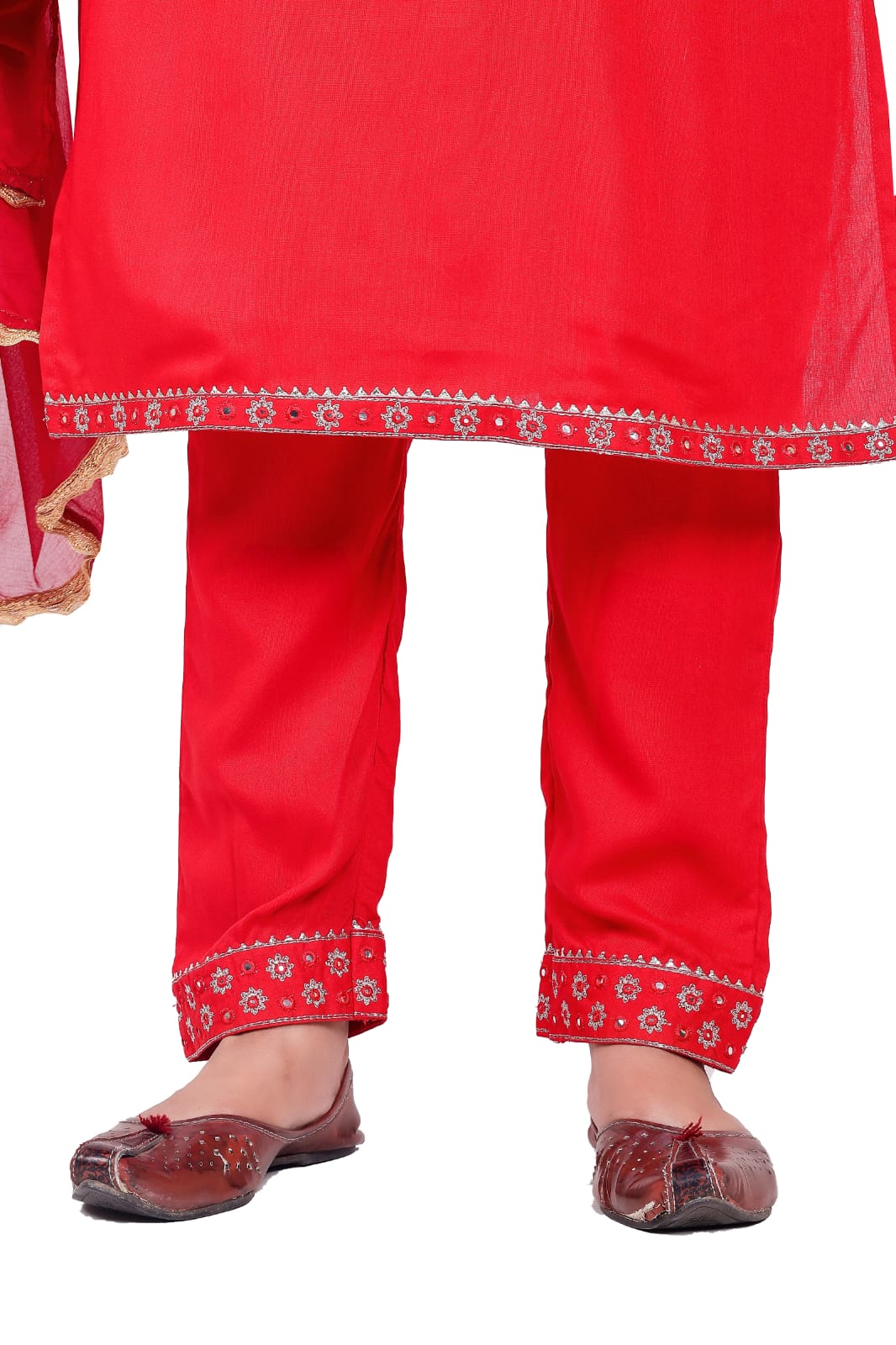 Solid Rayon Fabric Red Straight Kurta Pant Set