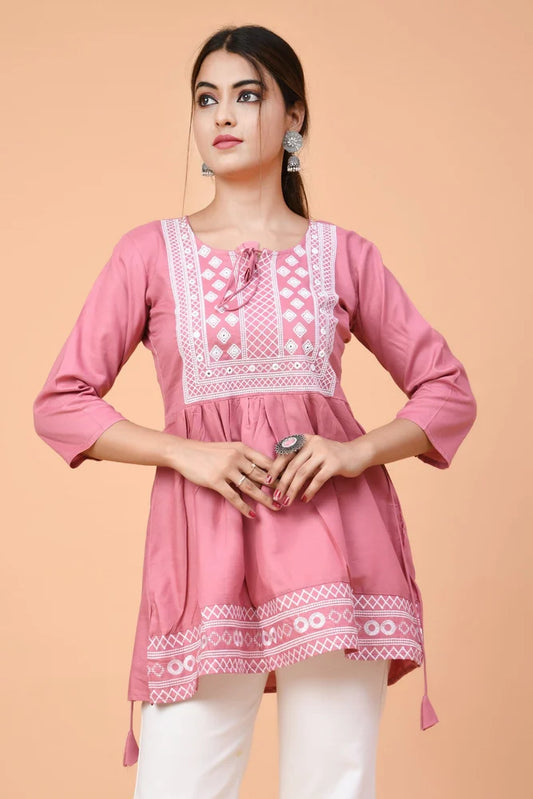Pink Embroidered Women Top Set for Women